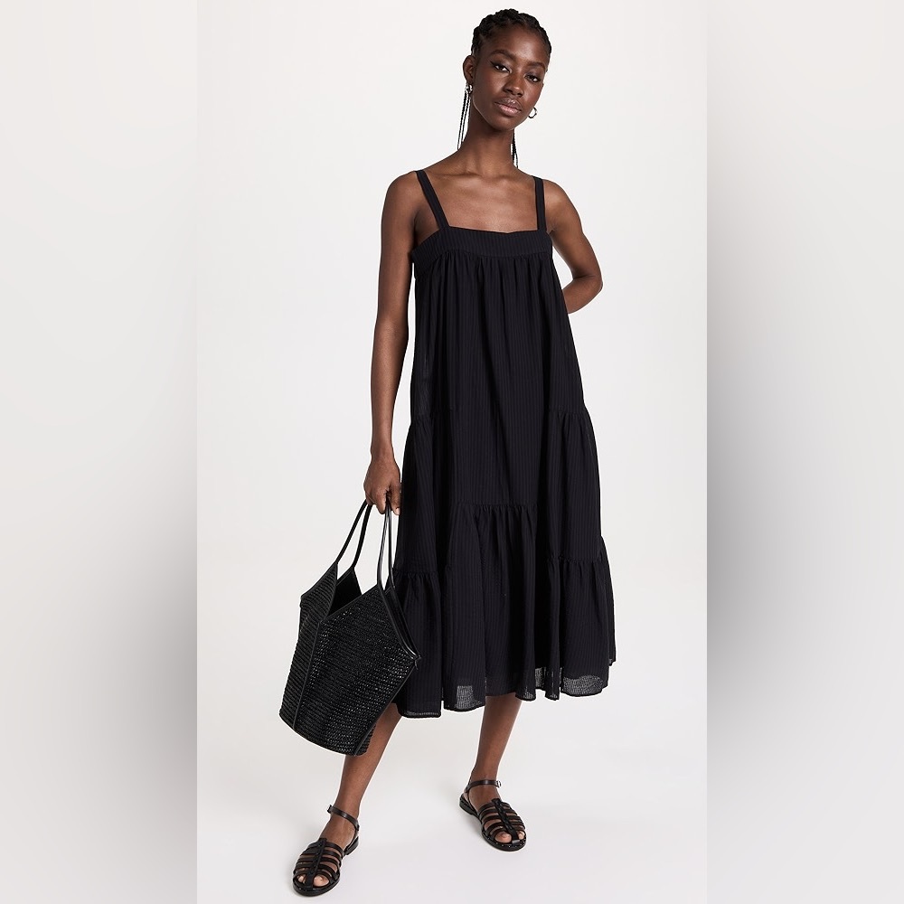 Jenni Kayne Seersucker Dress Black Size Large